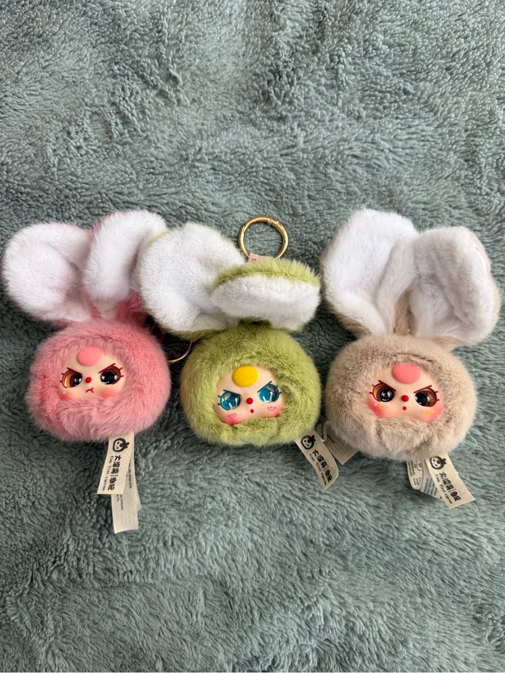 Viral Baby Three Plush Bunny Face Keychain